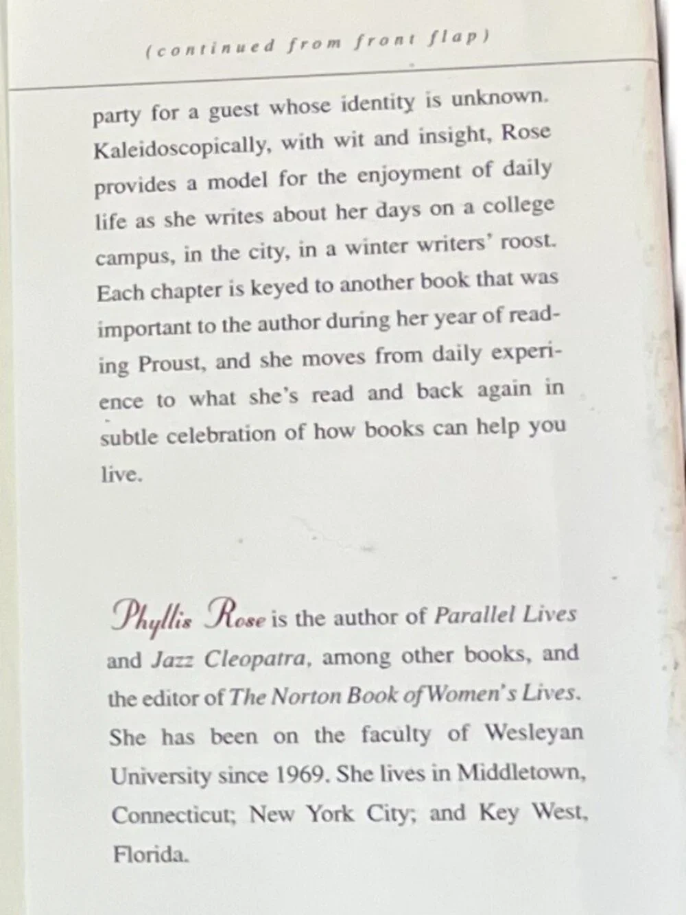 Phyllis Rose year reading